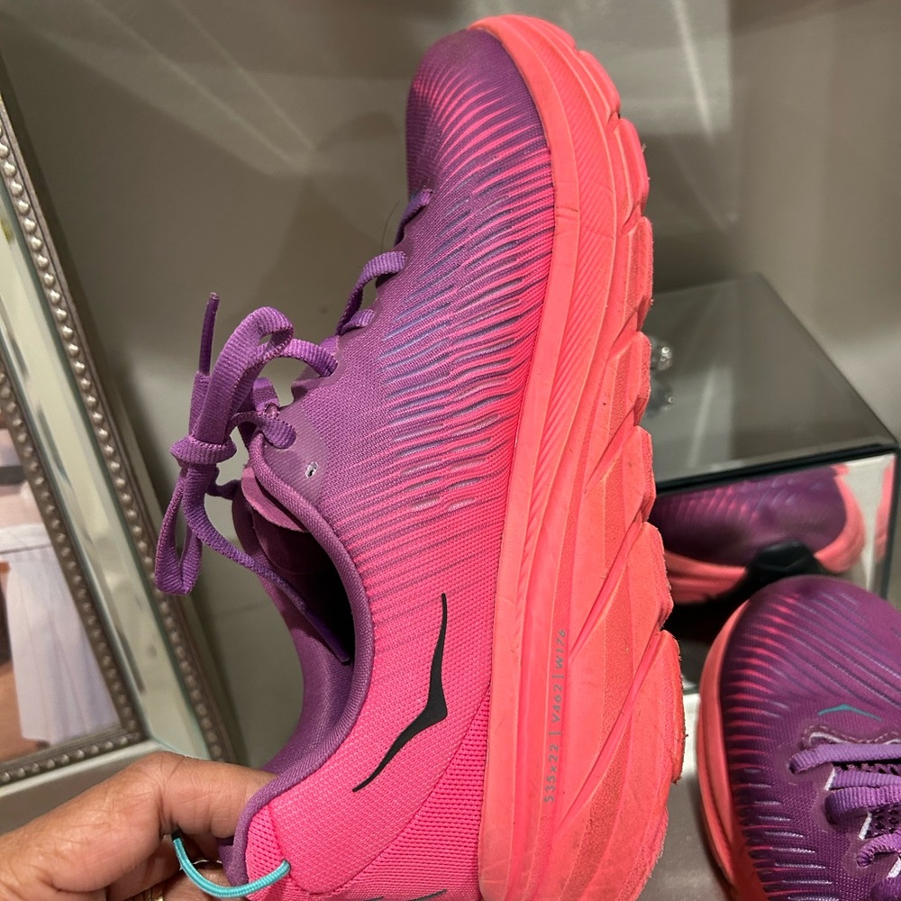 Hoka Rincon 3 Women's Pink and Purple Cushioning Running Shoes - Picture 11 of 14